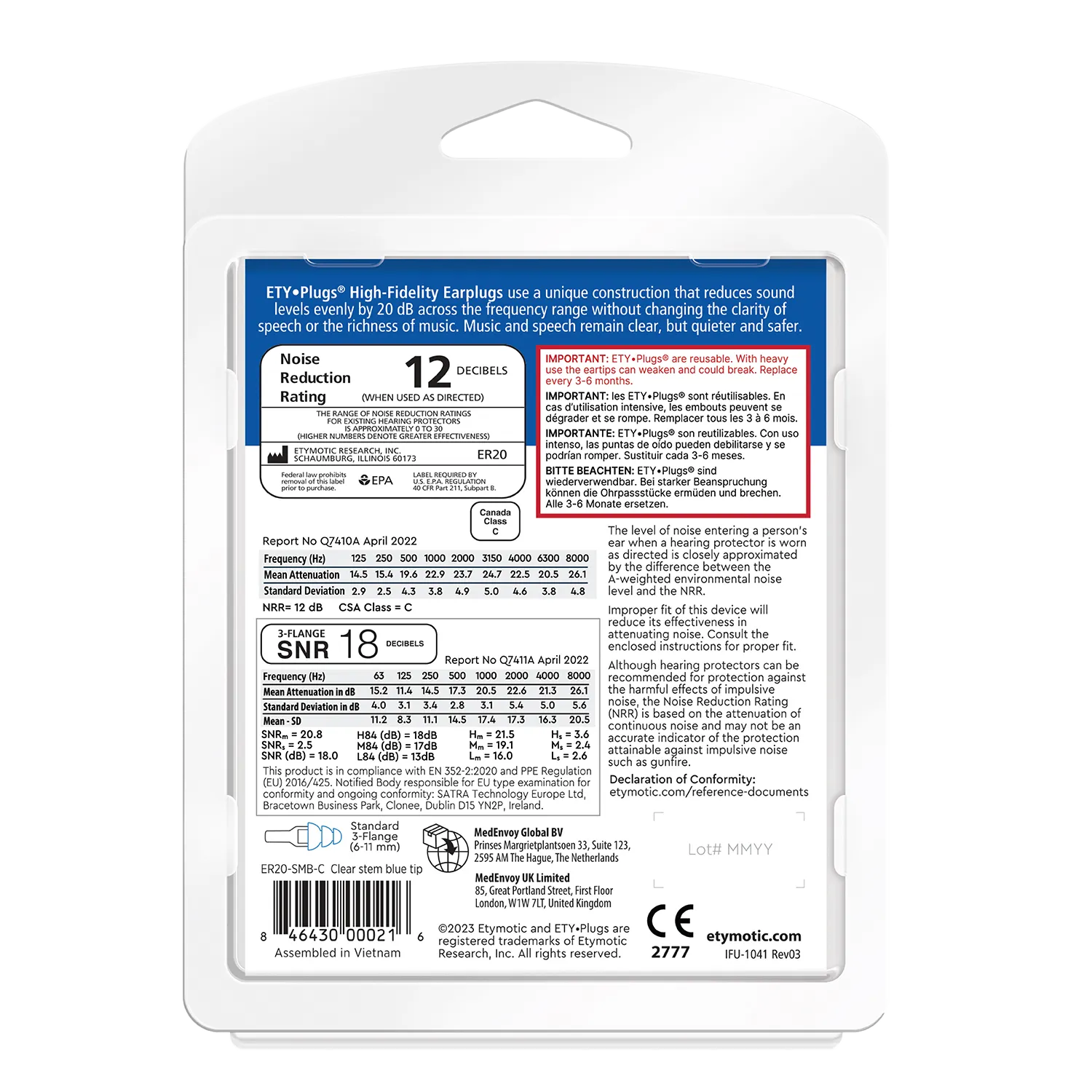 Etymotic ER20 High Fidelity Earplugs