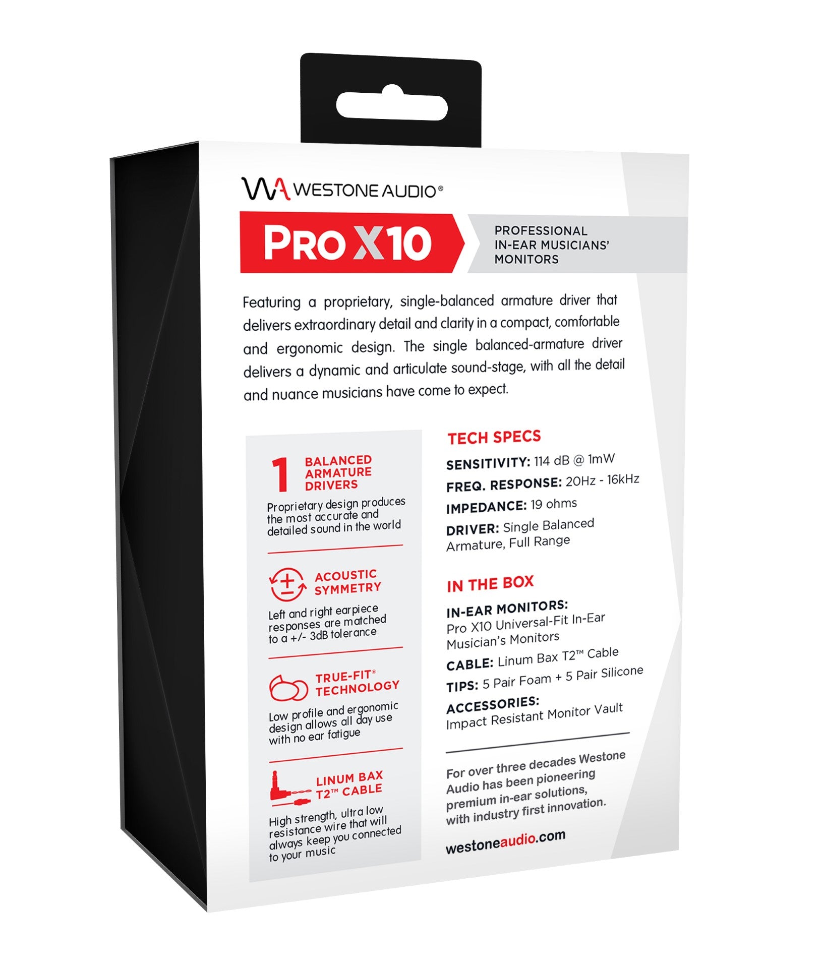 Westone Audio Pro X - Professional IEM Earphones with Linum BaX T2 Detachable Cable