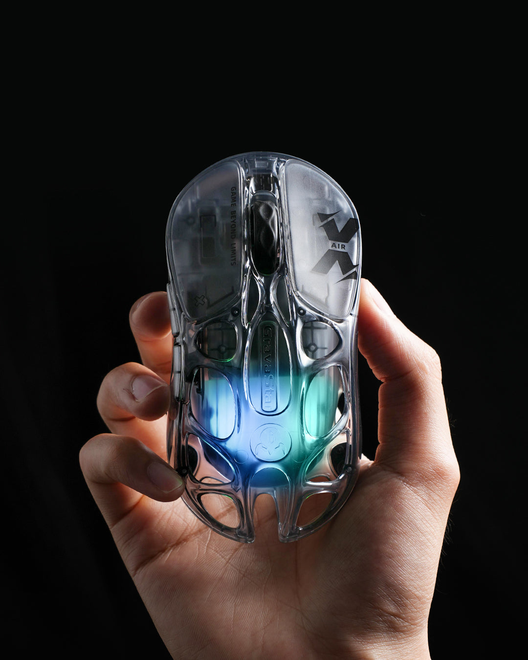 GravaStar Mercury X Air - 8K Wireless Gaming Mouse with 8K Wireless Dongle - Onyx Crystal