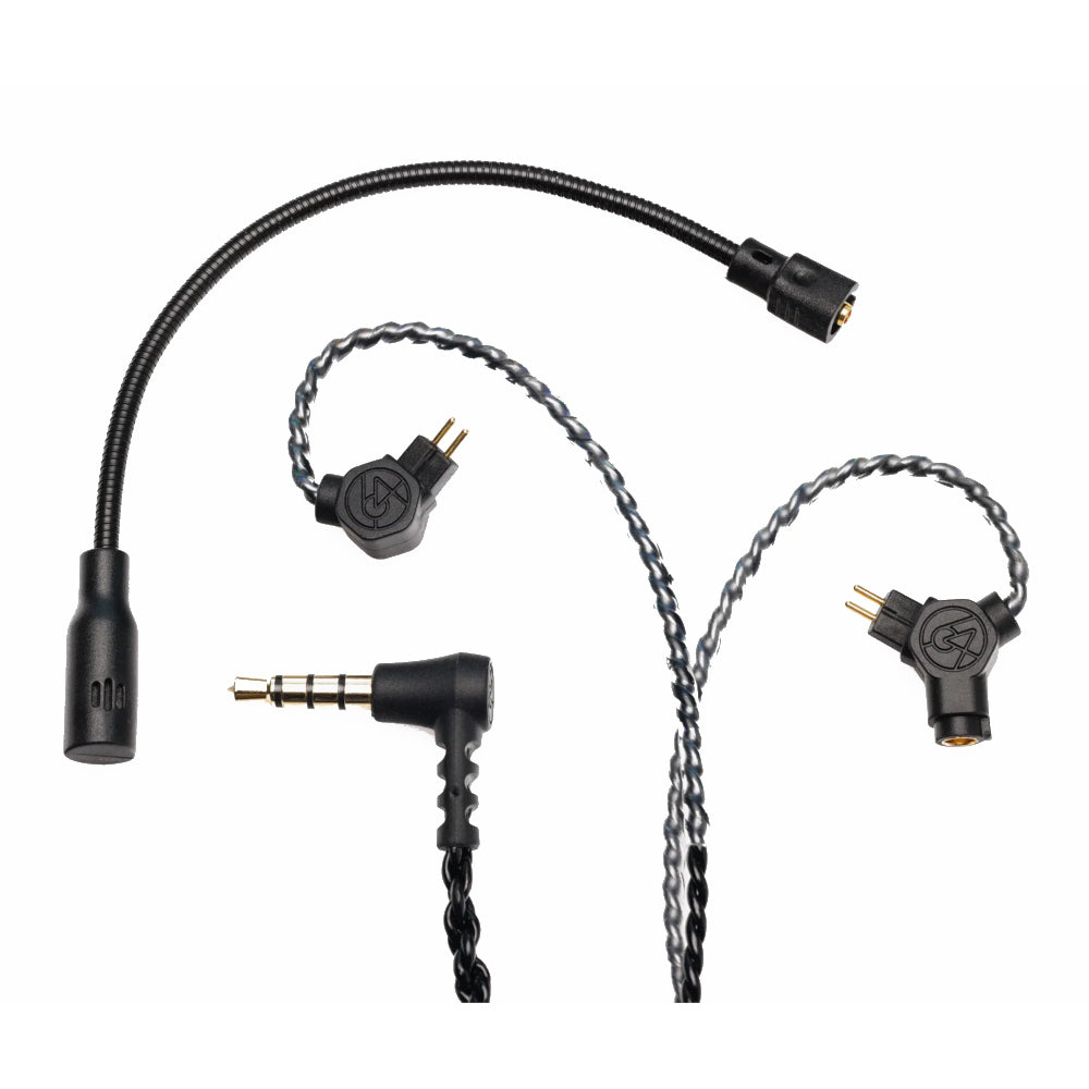 Microphone Cable Slack Loop 64 Audio IEM Boom Mic Cable - 48” 2-Pin Cable with Mic - Black