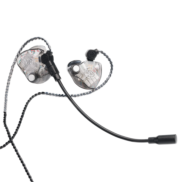 64 Audio IEM Boom Mic Cable - 48” 2-Pin Cable with Mic - Black
