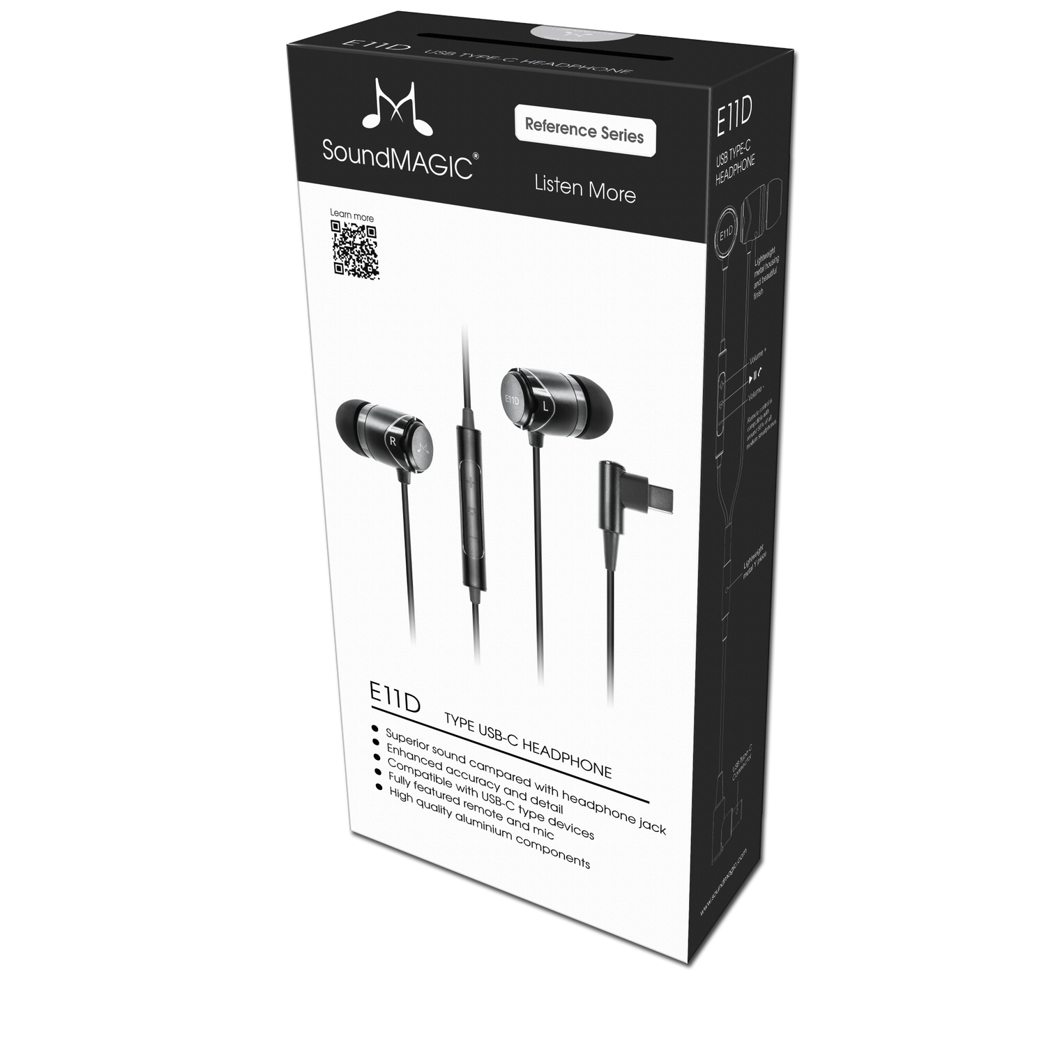 SoundMAGIC E11D - In Ear Isolating USB-C Earphones with Integrated DAC - Black - Refurbished