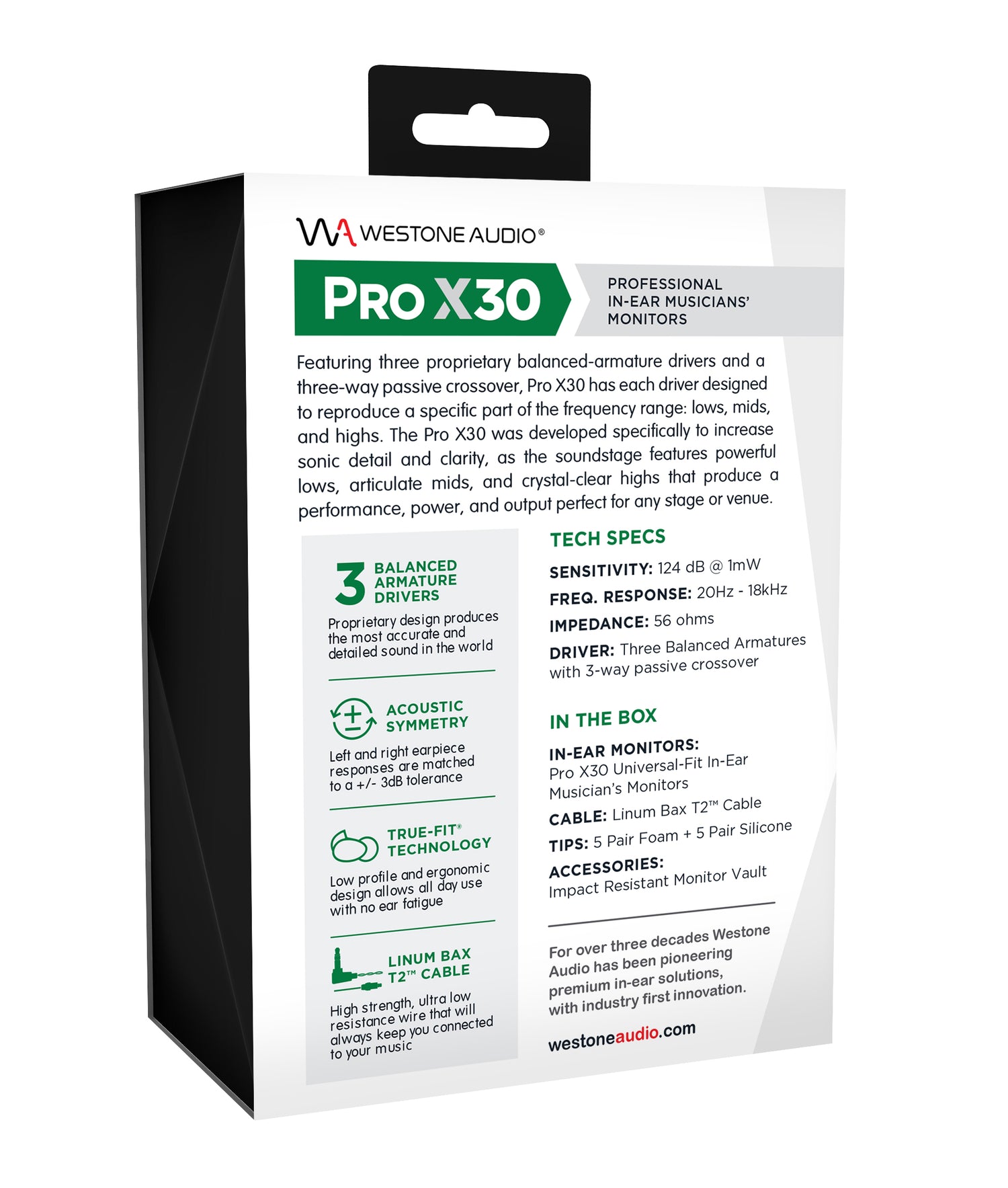 Westone Audio Pro X - Professional IEM Earphones with Linum BaX T2 Detachable Cable