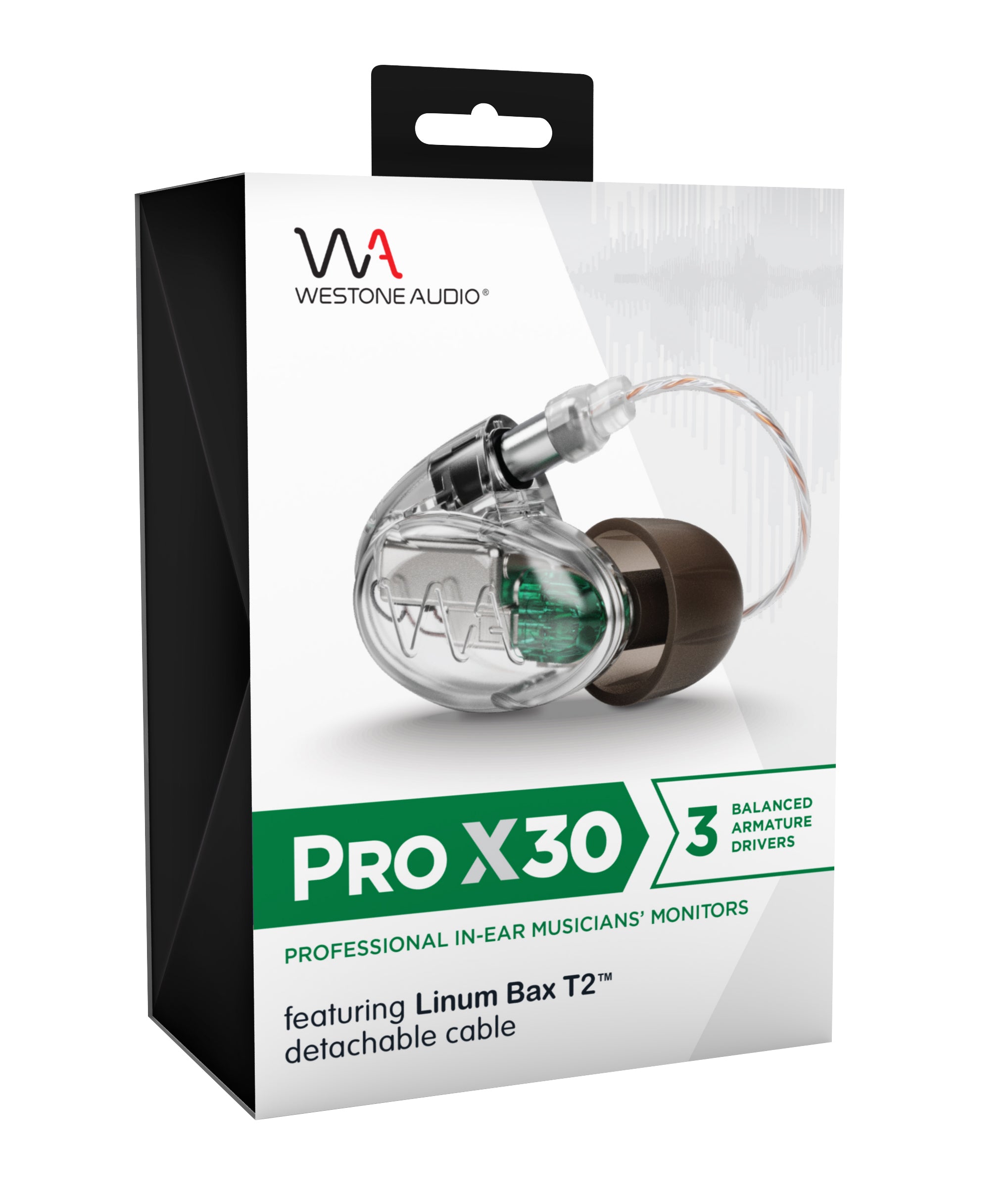 Westone Audio Pro X30 - Professional Triple Drivers IEM Earphones with Linum BaX T2 Detachable Cable