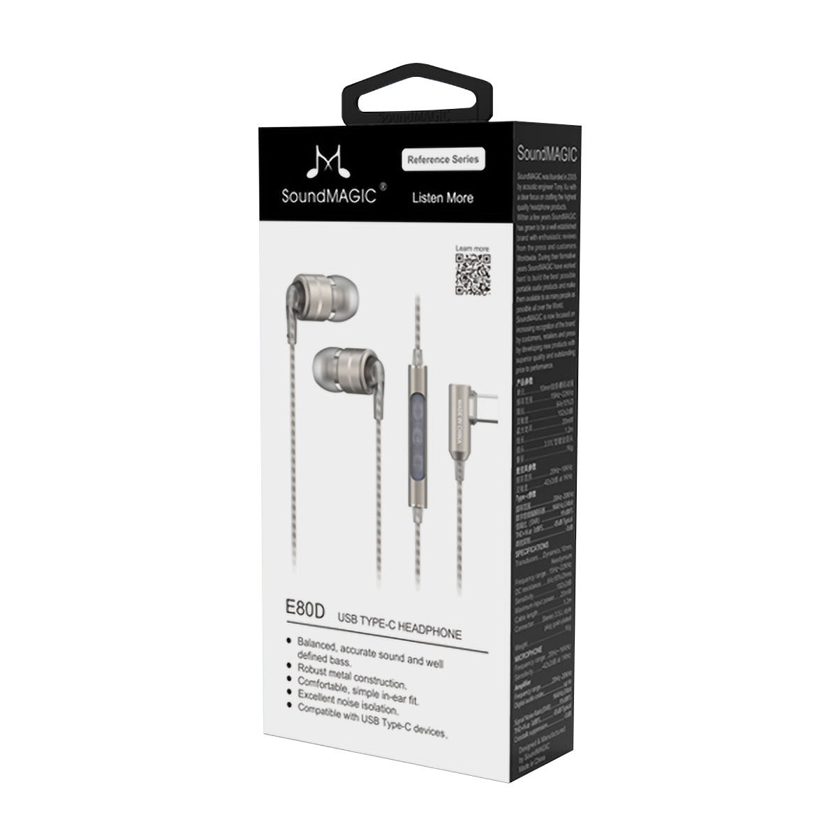 SoundMAGIC E80D - In Ear Isolating USB-C Earphones with Integrated DAC