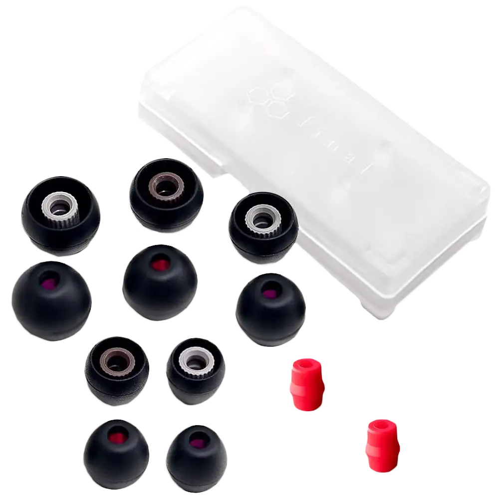 Final Black Silicone Type E Eartip Kit with Case and Nozzle Adapter