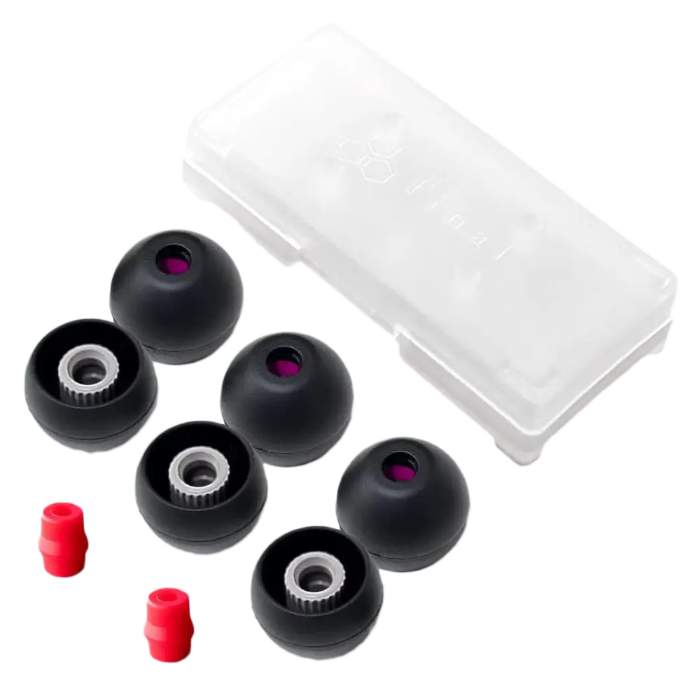 Final Black Silicone Type E Eartip Kit with Case and Nozzle Adapter
